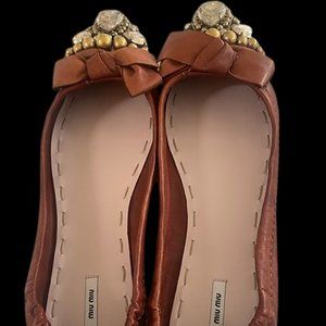 Miu Miu Crystal Embellished Ballet Flats, 39.5